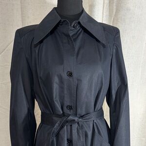 Vintage 80s Nordstrom Women’s Black Rain Repellent Trench Coat